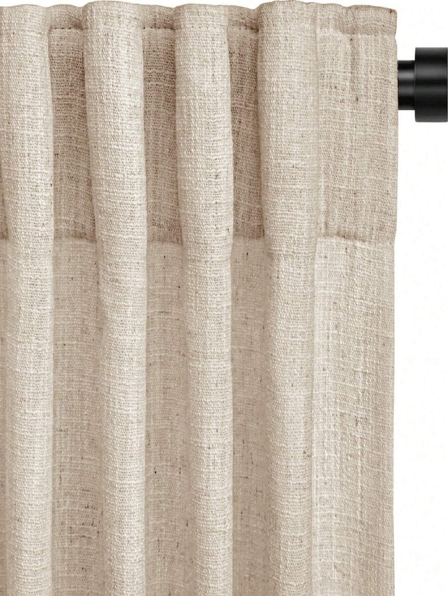 1pc Linen Sheer Curtain - Japanese Linen Style, Rod Pocket Design, Suitable For Living Room And Bedroom - Transparent And Light Filtering Curtain, Living Room Curtain